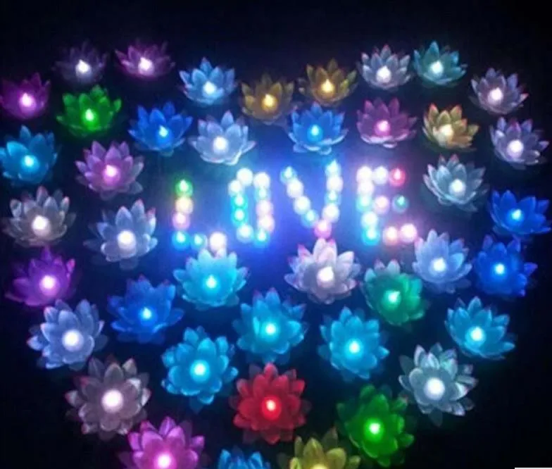 Fleur de Lotus artificielle LED, fleur d'eau flottante colorée modifiée, lampes de souhait pour piscine, lanternes, fourniture de fête