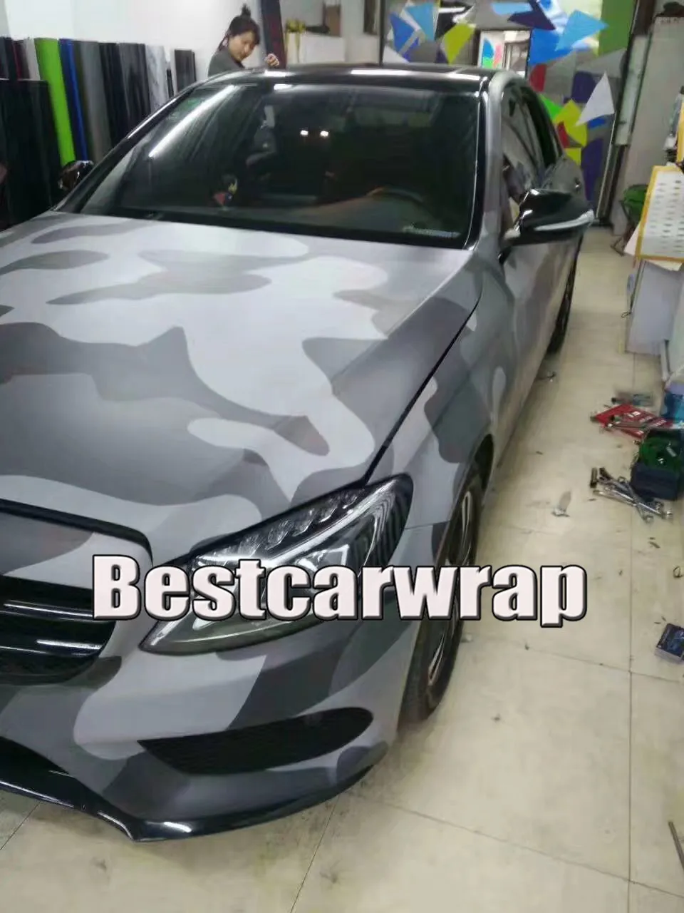 Matte Black Grey Camo VINYL Full Car Wrapping Camouflage Foil Stickers avec Camo truck couvrant feuille avec air taille 1 52 x 30m211p