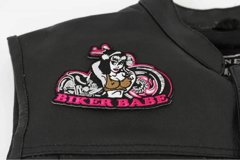 Ny cyklist Babe Motorcykel Ladies Motorcykel Rocker Club MC Front Jacket Vest Embroidered Iron on Sew on Patches 5 Inch Free Ship