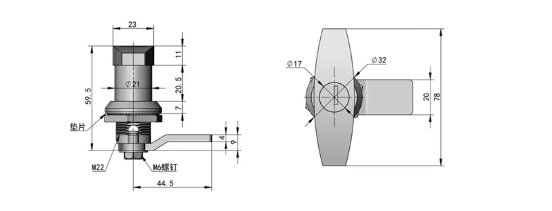 T-Stil-Knopf aus Zinklegierung, elektronisches Schrankschloss, Instrumentengehäuse, Hardware-Teil, Schalter, Feuerraum, Industrie, Verteilung, Briefkasten, D2829021