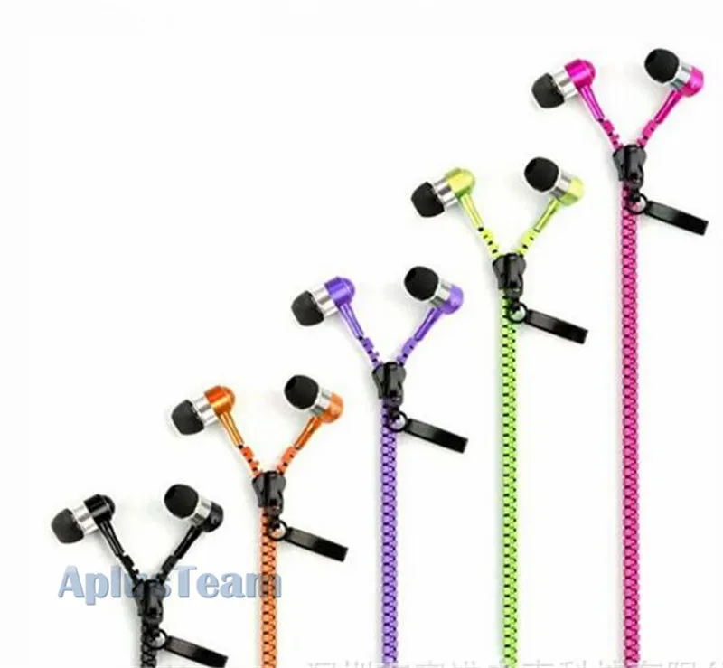 Zipper Earphones Headset 3.5MM Jack Stereo Bass Earbuds In Ear Zip MIC Colorful Headphone for Iphone 7 6 Plus Samsung S6 MP3 MP4
