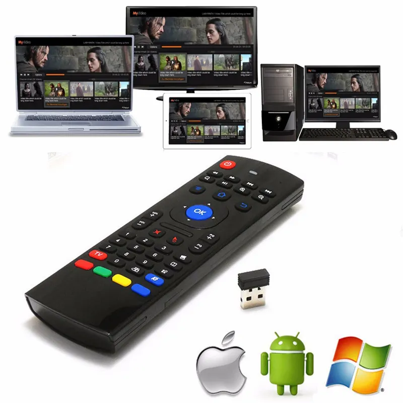 MX3 Voice Controller Air Fly Mouse 2.4GHz Wireless Smart Tastatur Remote mit schwarzem Licht und Mikrofon für Android-TV-Box