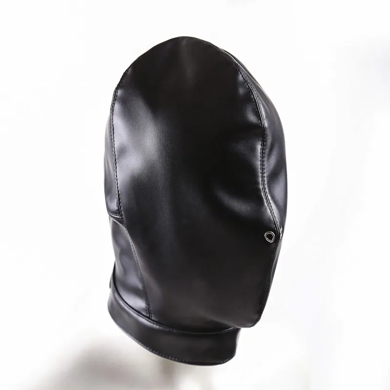 Masque de capuche de bondage en cuir noir drôle, masque aveugle de retenue de bondage fétiche SM jouets sexuels pour couplesfemmeshommescouvre-chef BDSM jouets9265290