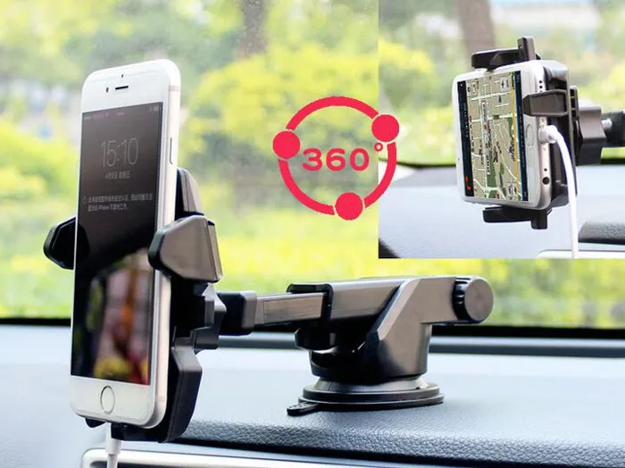 One Touch Car Mount Long Neck Universal Windshield Dashboard Mobile Phone Holder Strong Suction for Samsung S8 Plus iPhone 7 plus8789785