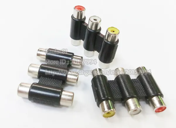 Anslutningar, 3 RCA Kvinna till Kvinnlig AV Audio Video Coupler Adapter Extender Joiner Connector / 