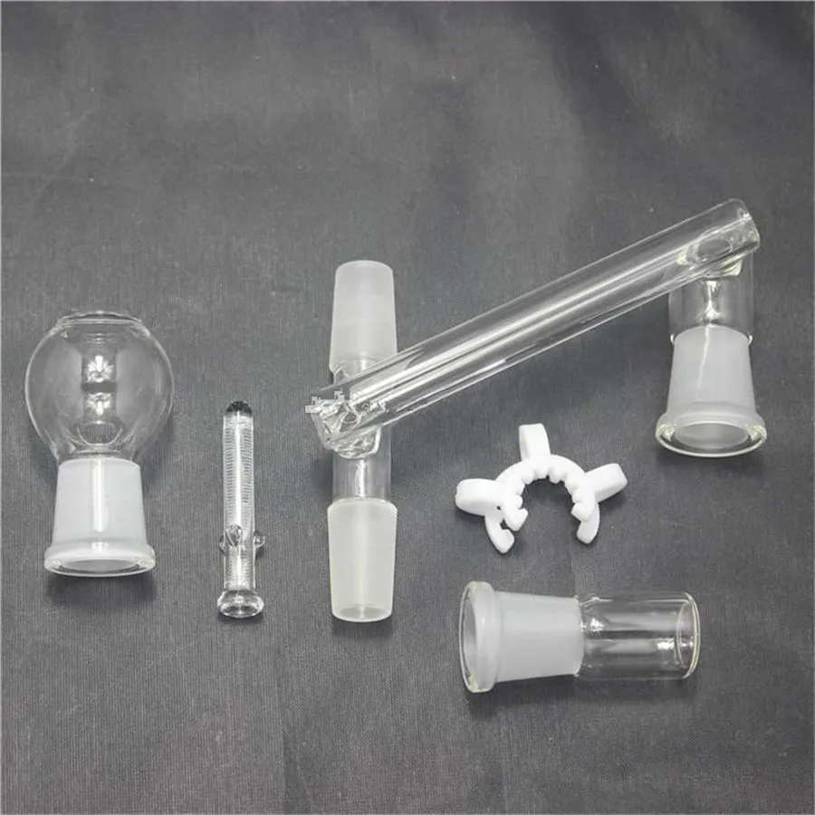 14 mm/18 mm weiblicher Glas-Öl-Reclaimer-Kit-Adapter für Glasbongs, Bohrinsel und Dab, abnehmbarer Bodenbehälter, Keck-Clip, Glaskuppel