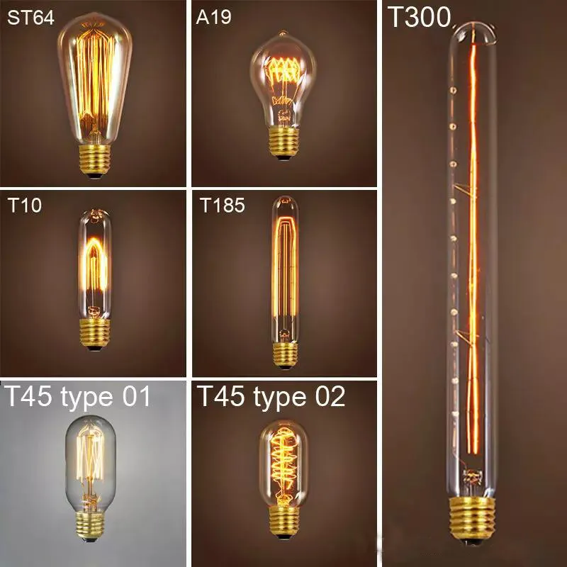 40W Lampada retrò Lampadina Edison ST64 Presa vintage Ciondolo corda fai da te E27 Lampadine a led a incandescenza 220V 110V Luci natalizie Lampada a filamento Lampada