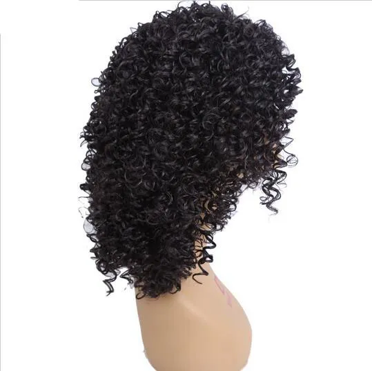 Lange Afro Kinky Curly synthetische Perücken für Frauen Pixie Cut Perücke natürliches schwarzes Haar Cosplay Peruki Damskie Kanekalon7057966