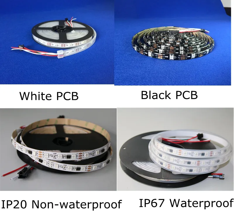 5m SK6812 Pixels Tira de LED flexível Luz branca PCB à prova d'água Inteligente IC 5050 RGB SMD Digital Full Color DC5V