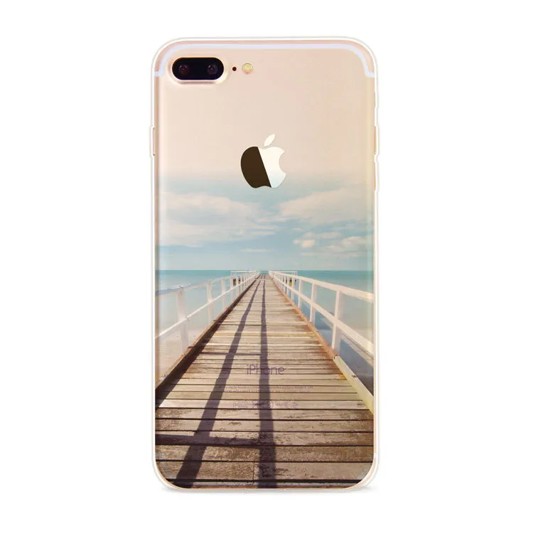 Para Apple iPhone 6 6S além de iphone 7 mais SE capa de silicone paisagem casos de telefone celular TPU chapeamento Elizabeth Torre Big Ben Eiffel 012