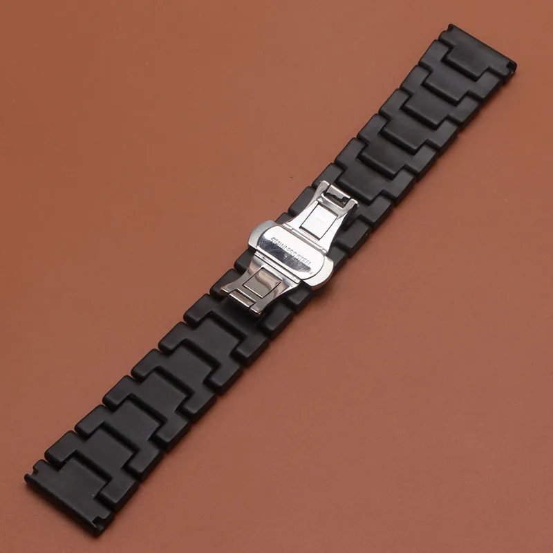 Watch bands Strap Bracelet watchband black ceramic Matte Unpolished Accessories 16mm 18mm 20mm 22mm High Quality Stainless steel buckle silver deployment mens