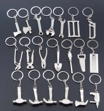 Klucz do otwierania metalu Kluczowe pierścień Keychains Custom Tool Spanner Brelok Hammer Saw Hammer Topór Szczypce Keyring