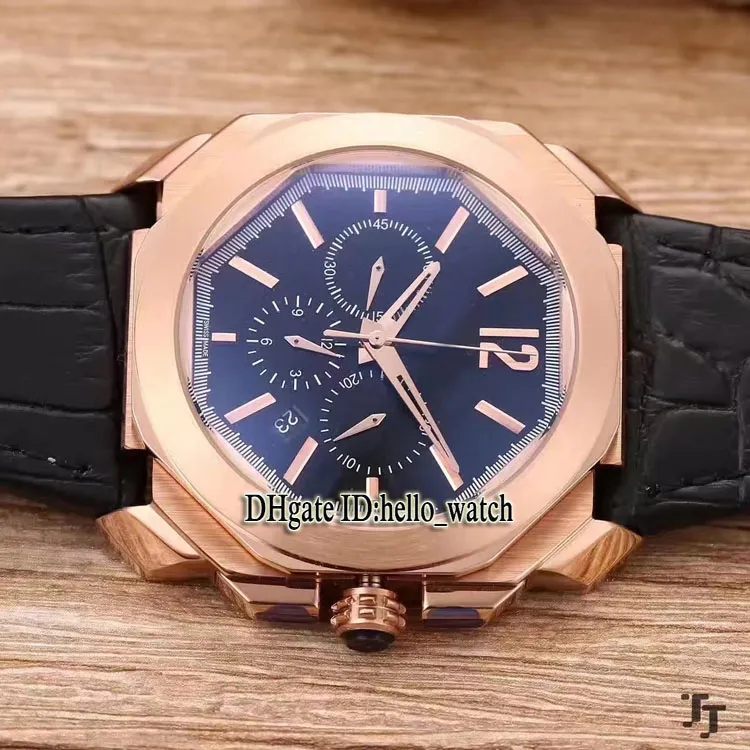 رخيص جديد OCTO Velocissimo 102115 BGOP41BGLDC ROSE GOLD JAPAN VK QUARTZ Chronograph Mens Watch Rubber STRAP CHEAM