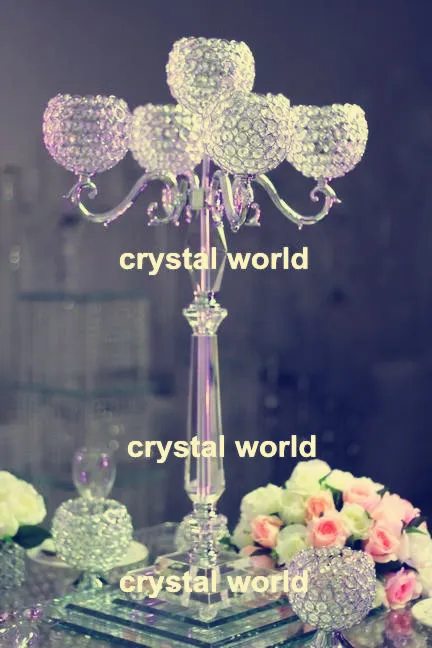 Högkvalitativa grossistkristall Candlelabra Centerpieces för bröllop / festförsörjning