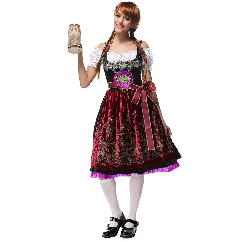 ドイツのオクトーバーフェストビールガールドレスバーメイド服セクシーなウェンチパーティーコスプレ衣装制服カーニバルファンシードレス