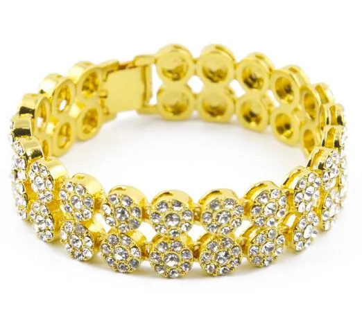 Hochwertiges Farbschutz-Jesus-Perlenarmband, vergoldetes Hip-Hop-Armband. Simuliertes, vollgebohrtes 2-reihiges rundes Armband, europäisch und