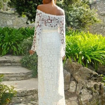 Abiti da sposa bohémien vintage da spiaggia maniche lunghe 2020 Sweep Train Custom Made Boho A Line Abiti da sposa taglie forti abiti da sposa