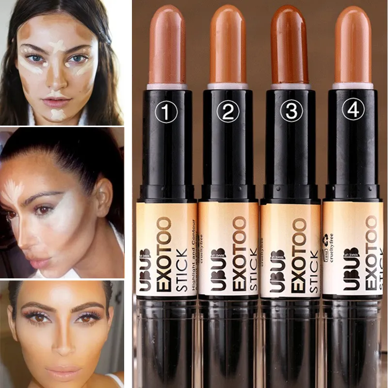 All'ingrosso- Trucco Correttore di colore a doppia estremità di alta qualità Correttore Pelle scura Bronzer Evidenziatore Glow Stick Contouring Makeup