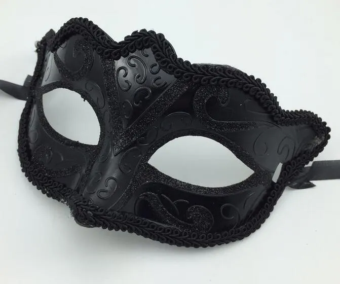 Masques de Venise noirs Masque de fête de mascarade Cadeau de Noël Costume d'homme de Mardi Gras Dentelle sexy Fringed Gilter Femme Masque de danse G563340u