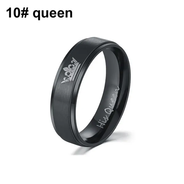 Trendy Couple Ring Black Titanium Steel His Queen and Her King Rings Men Women Lovers Gifts Aniversary