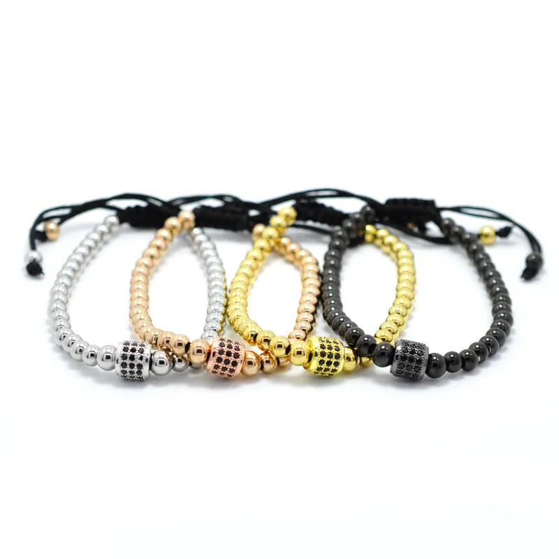 Anil Arjandas Men Bracelet Micro Black Cubic Zironia Stoppers
