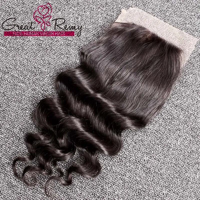 lâche vague profonde vierge remy cheveux indiens détail greatremy factory outlet fermeture de dentelle de cheveux humains pleine cuticule fermeture supérieure 826 pouces