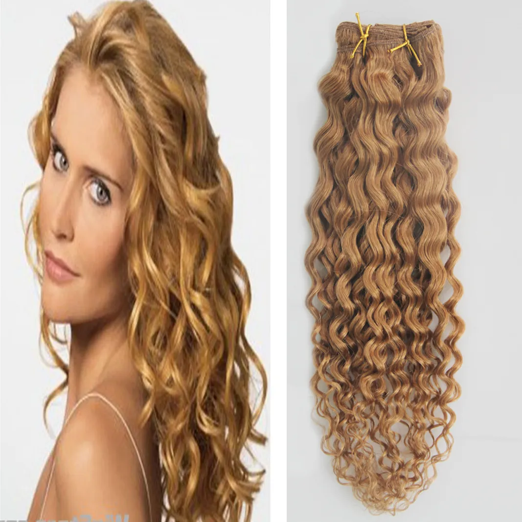 Bundles # 27 faisceaux de cheveux humains fraise blonde tissant 100g faisceaux de tissage de cheveux brésiliens double qualité de trame, cheveux bouclés crépus brésiliens