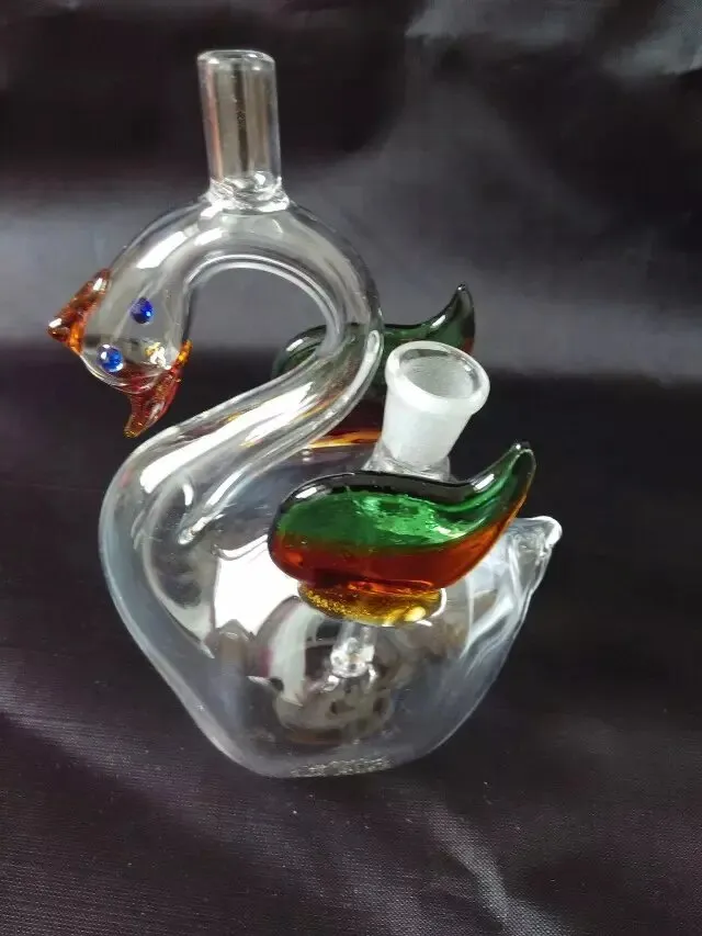 Swan Water Slang Glas Bongs Accessoires, Kleurrijke Pijp Roken Gebogen Glas Pijpen Olie Burner Pijpen Waterleidingen DAB RIGHT Glass Bongs Pipe