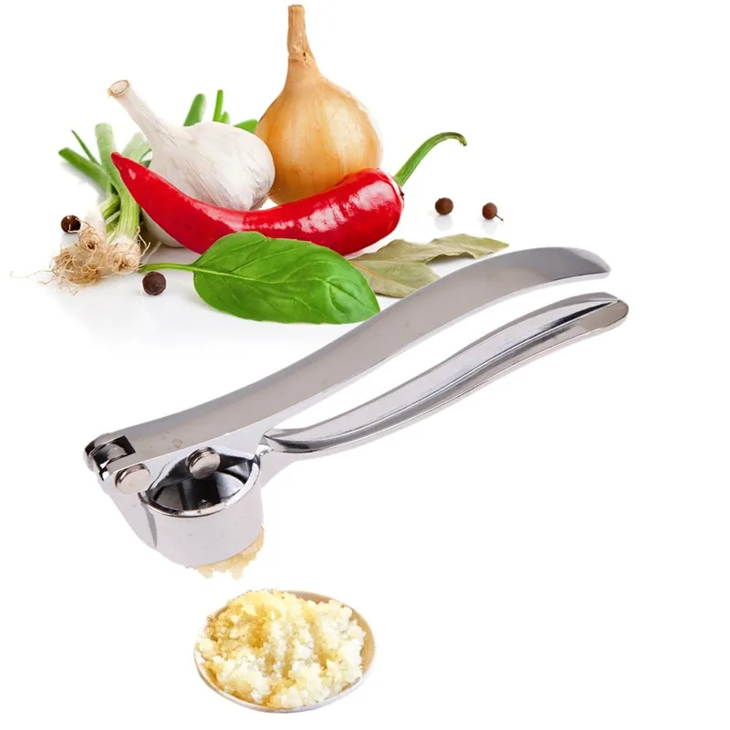 Stainless Steel Garlic Press Kitchen Accessories Gadegts Cooking Vegetable Tools Garlic Peeler Crusher