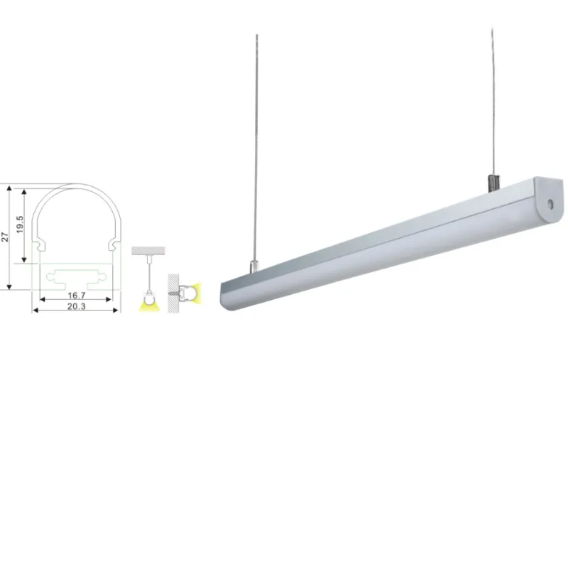 10 x 1m sets / partij ronde vorm led strip aluminium profiel en fan type extrusiekanaal voor muurplafond of hanglampen