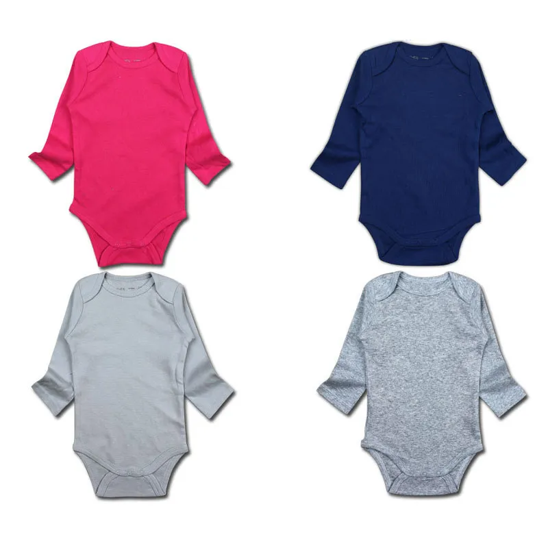 Baby Boys Girls Rompers Body Suit Nyfödd Långärmad Romper Onesies 100% Bomull Kläder Ställer Triangel för DHL