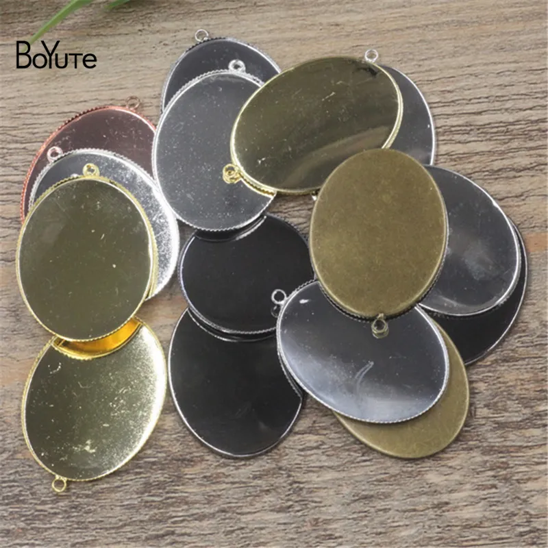 Boyute 10 stks 30 * 40mm ovale cabochon base 6 kleuren plated diy metalen hanger lege lade sieraden accessoires