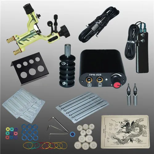 Hot Koop Nieuwe Collectie 1 Set Tattoo Kit Tattoo Machine Voeding Gun Machine Complete Set Apparatuur Machine voor Bodyart