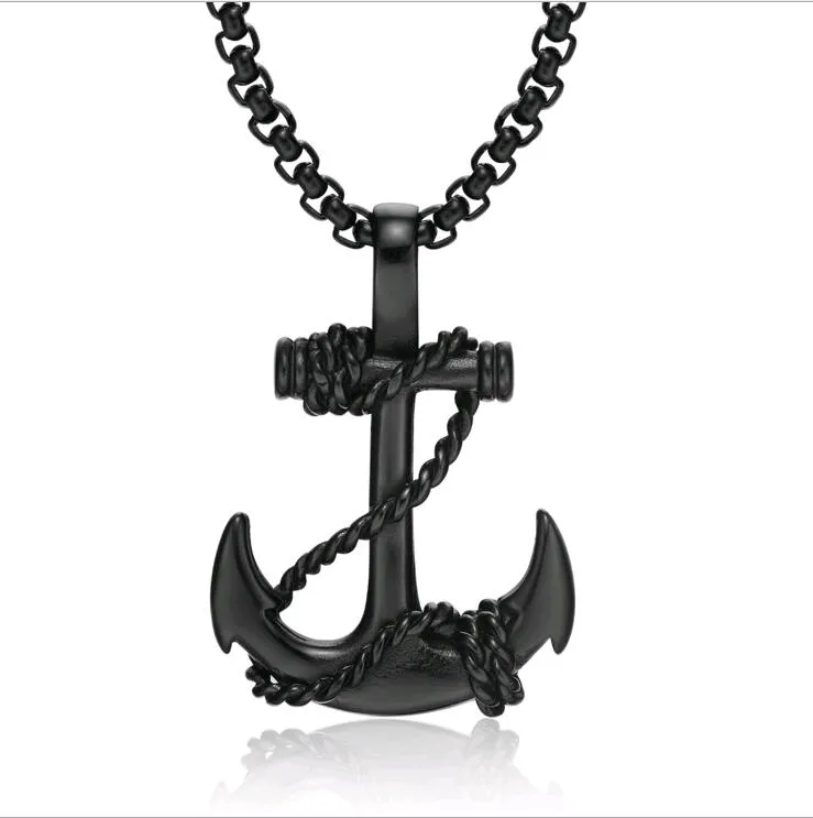 Retro Titanium Boat Anchor Halsband för män Punk Style Cross Rostfritt Stål Man Hängsmycke Smycken För Valentine Pojkvän Present