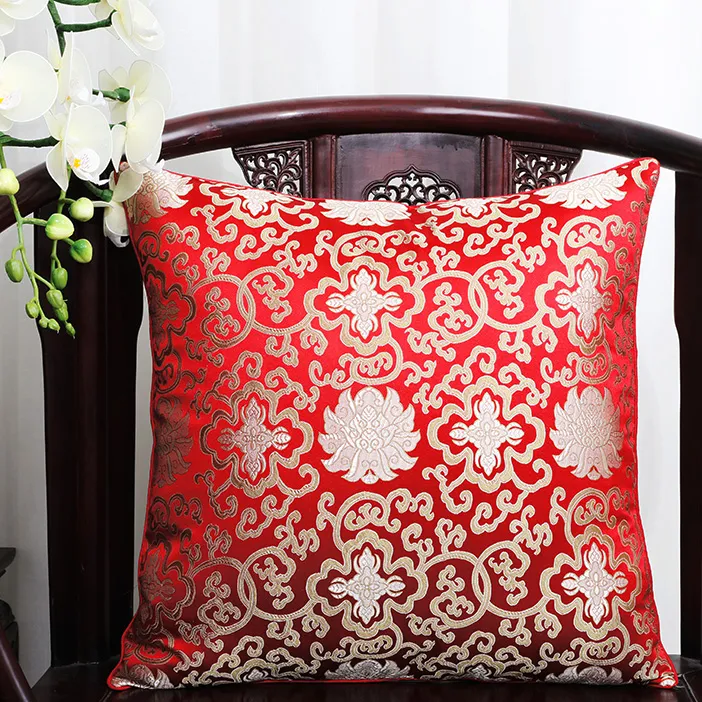 Sorte Flor Tampa Pillow Vintage capa de almofada decorativa do Natal seda chinesa Almofadas Car Sofá Chair Praça da almofada de apoio Voltar Pillow