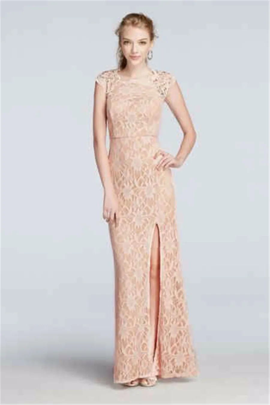 Cap Sleeves Lace Bridesmaid Dress with Side Slit Skirt and Sweetheart  Neckline from Dhgate Bridesmaid Dress - price 110.56