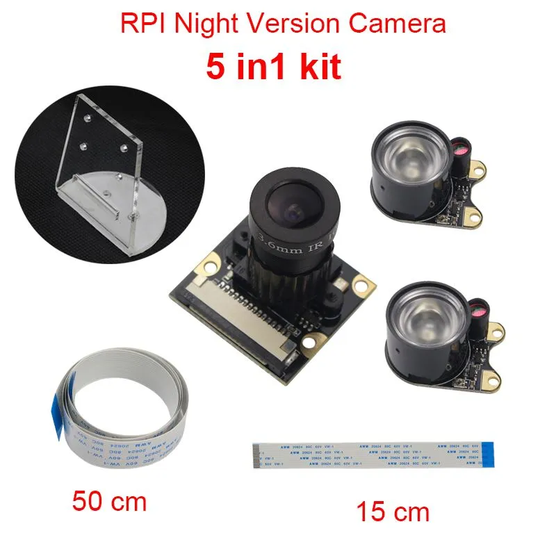 Freeshipping Raspberry Pi 3 Câmera Focal Ajustável Módulo de Visão Noturna + IR Luz Sensor + Acrílico + FFC para Raspberry Pi 3/2