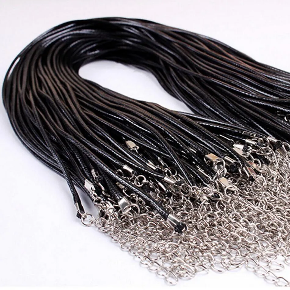 Fashion Style nero in pelle 1.5mm collana di corde con chiusura a moschettone gioielli regalo - spedizione gratuita + regalo gratuito