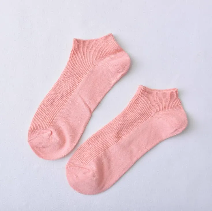 Vente couleur unie verticale bonbons couleurs coton femmes chaussettes bonneterie double aiguille frais doux dames chaussette LW005