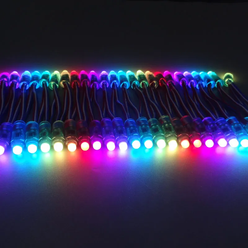 100 個 12 ミリメートル WS2811 LED ピクセルモジュールストリング、IP68 防水 DC5V フルカラー RGB 50 個ストリングクリスマス LED ライトアドレス指定可能な新しい ws2801