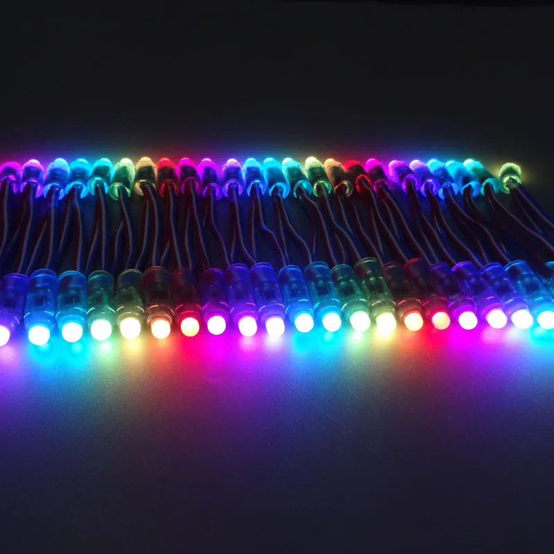 100 قطعة 12 مللي متر WS2811 led سلسلة وحدات البكسل ، IP68 مقاوم للماء DC5V بالألوان الكاملة RGB 50 قطعة سلسلة عيد الميلاد المصابيح الخفيفة WS2801 عنونة جديدة