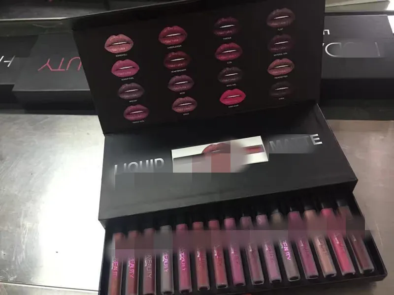 Em Sotck Beleza maquiagem líquido Matte Lipgloss cosméticos Longa Duração impermeável líquido Batons 16 cores Set