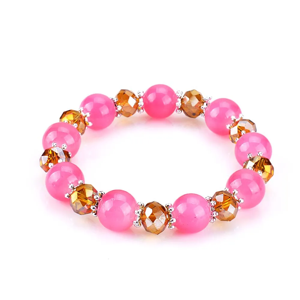 Best gift Round beads agate crystal handmade beaded accessories bracelet wholesale FB315 a Charm Bracelets