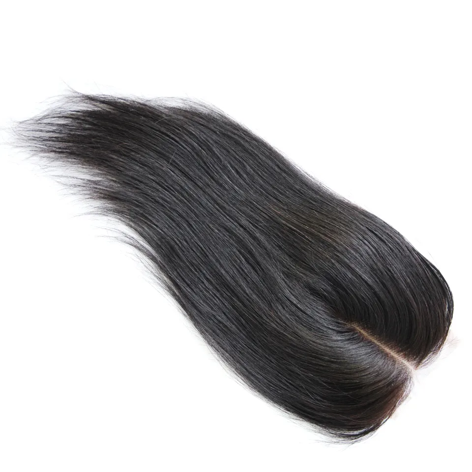 Brasilianska rakt hår väver 3buntar med stängning Middle 3 Del dubbel inslag mänskliga hårförlängningar Dyable 100g/bundle2441