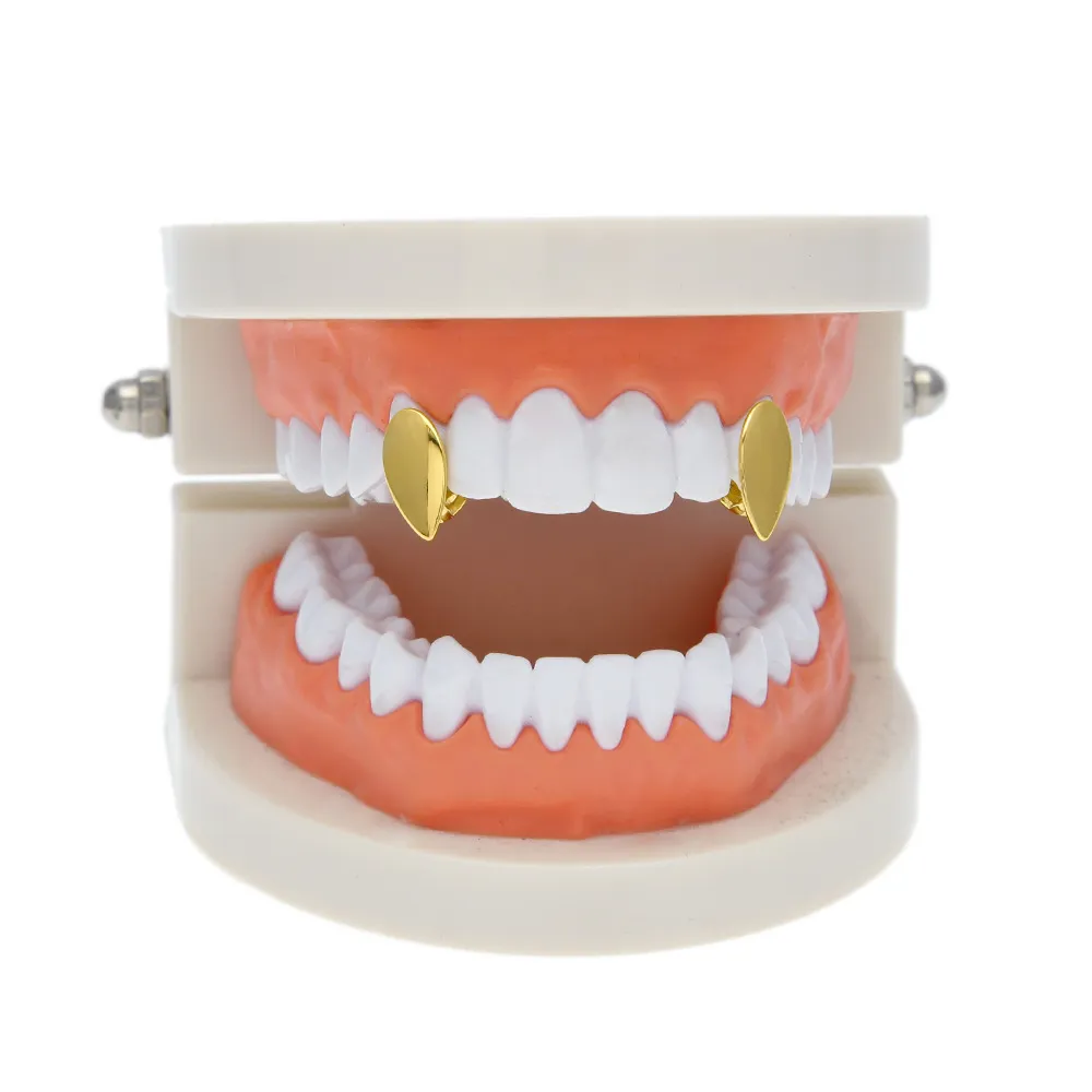 New Silver Gold Plated Water drop shape Hip Hop Single Tooth Grillz Cap Top & Bottom Grill for Halloween Party Jewelry