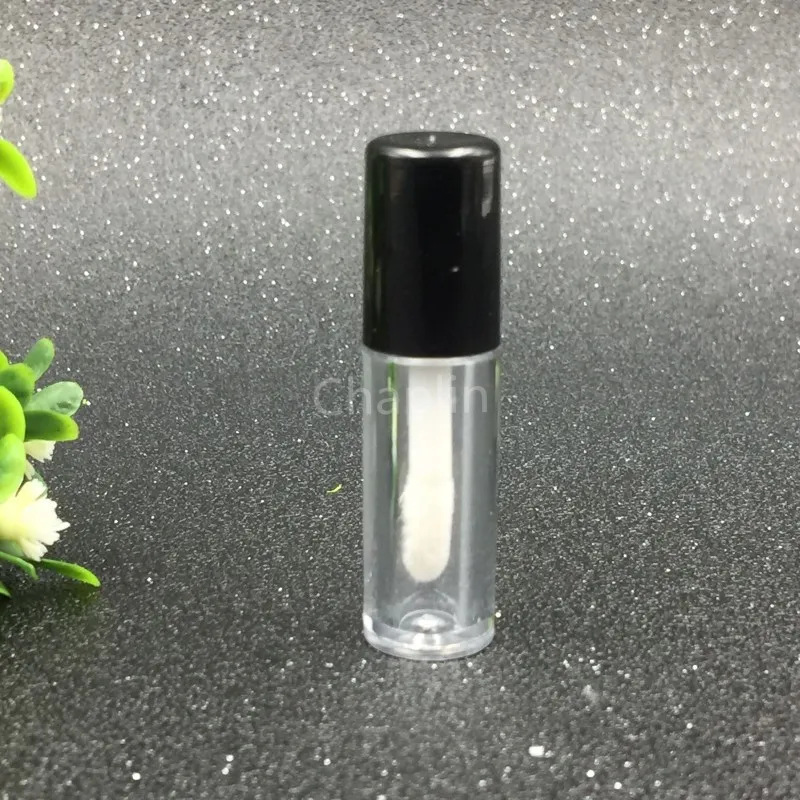 0.8 ML Mini Vuoto Trasparente Lip Gloss Tubo 50x13mm Nero Argento Oro Tappo di Plastica Balsamo le labbra bottiglia di Rossetto Contenitore Regalo Campione