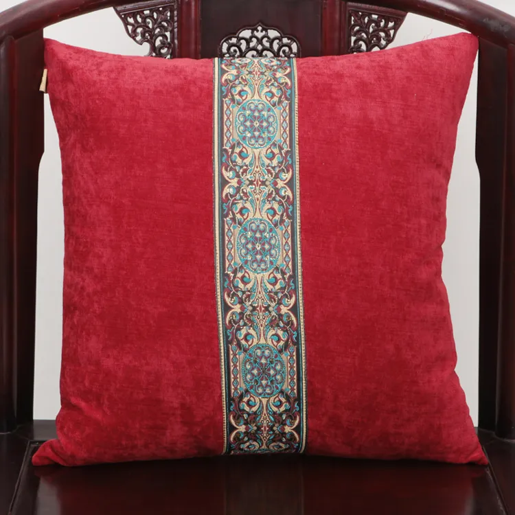 Роскошные лоскутное кружево-бархатное подушка для подушки для подушки для подушки для новогоднего чехлы диван стул подушка европейского американского стиля поясничная подушка