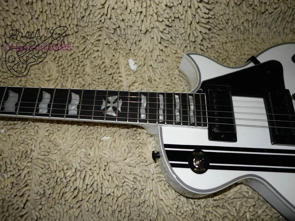 Custom Shop White Cross Sw Elektrische Gitaar Ebony Fingerboard Witte en zwarte gitaren uit China