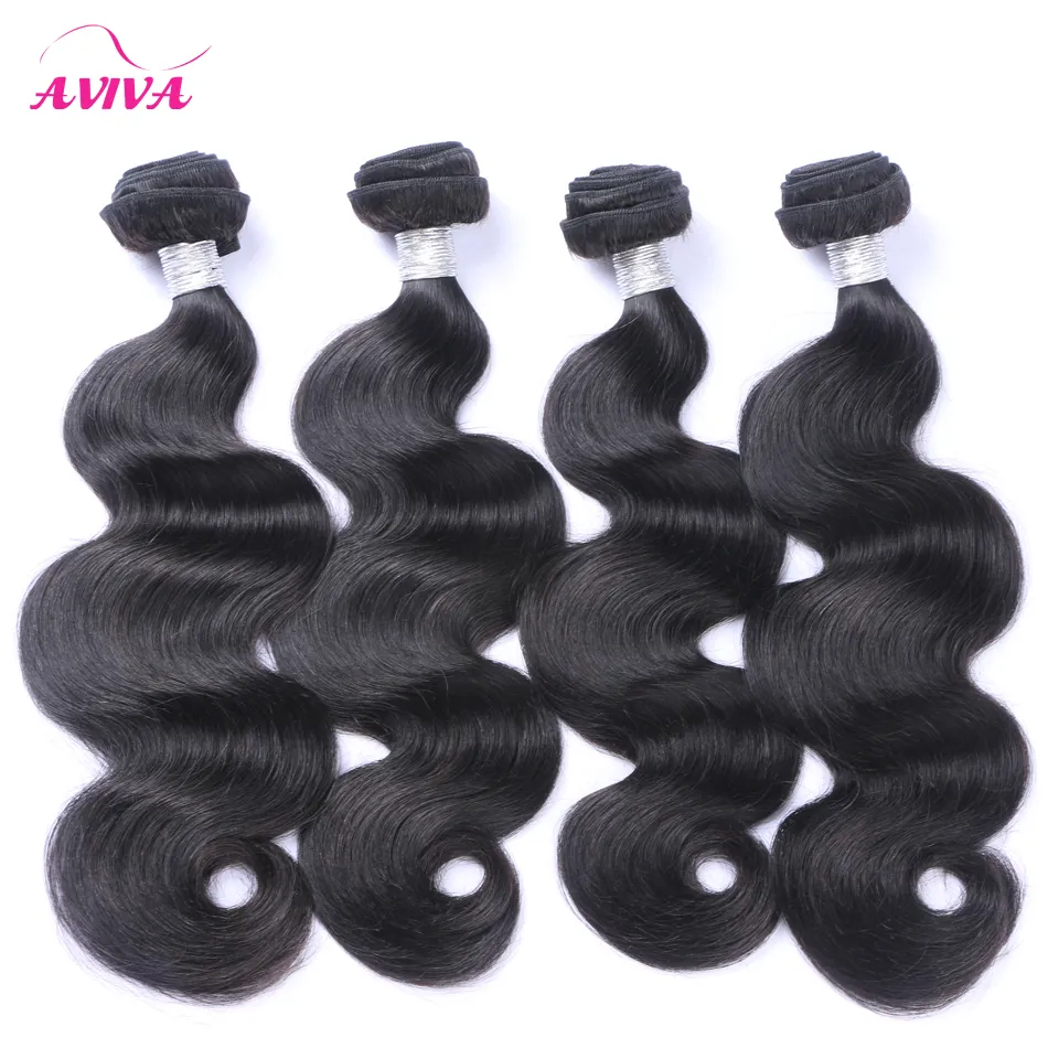 Brasiliansk Virgin Human Hair Weave Body Wave 4 Bundles 100% Obehandlad Brasiliansk Kroppsvåg Vågig Hår Naturfärg Remy Hårförlängningar