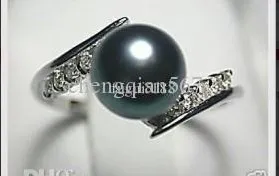 Fine South Sea Black Pearl Ring SZ 6-10 Biżuteria